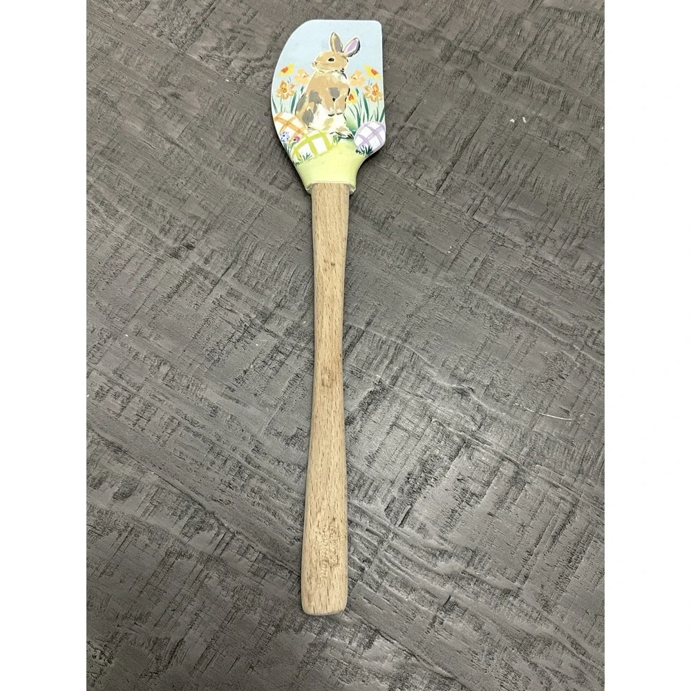 Sur La‎ Table Tovolo Spatulart Easter Bunny Silicone Spatula Wood Handle NWOT